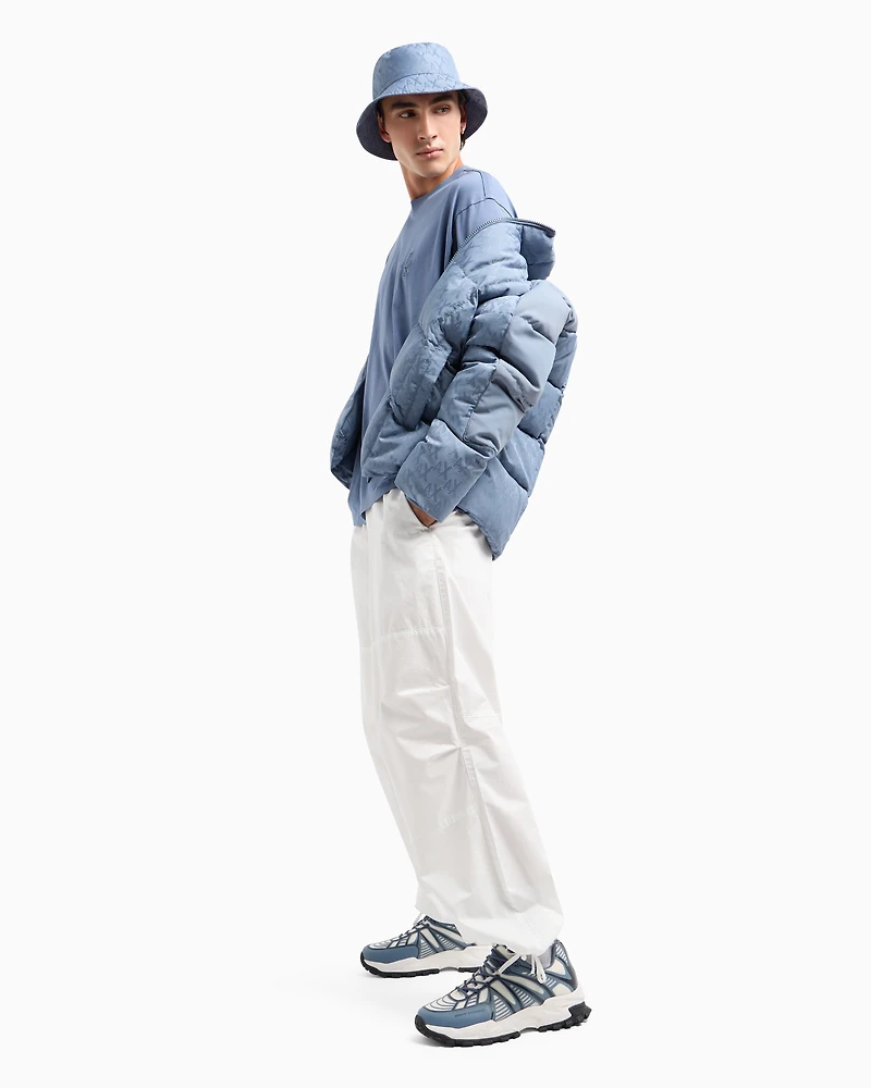 Full zip jacket fabric with allover logo