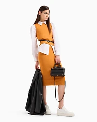 Recycled fabric longuette skirt with ASV monogram patch