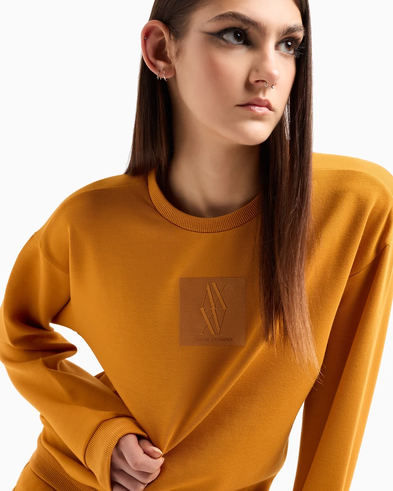 Crewneck sweatshirt with monogram patch