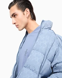 Full zip jacket fabric with allover logo