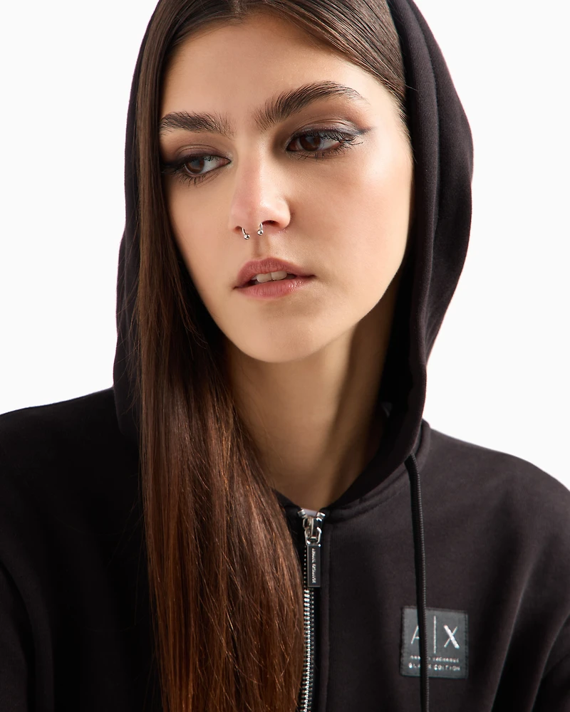 Zip-up hoodie with logo label