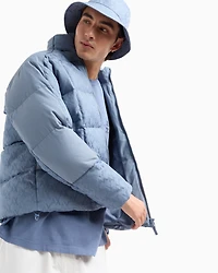 Full zip jacket fabric with allover logo