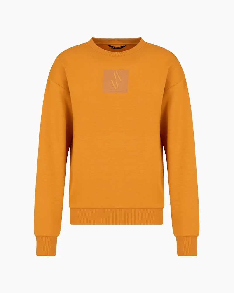 Crewneck sweatshirt with monogram patch