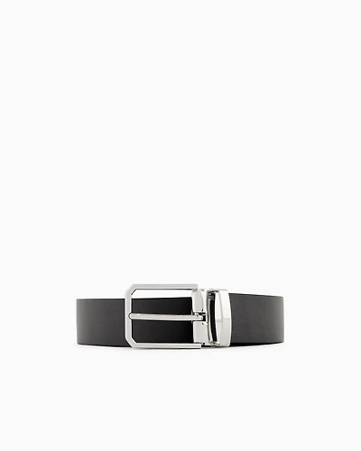 Genuine leather belt with steel details