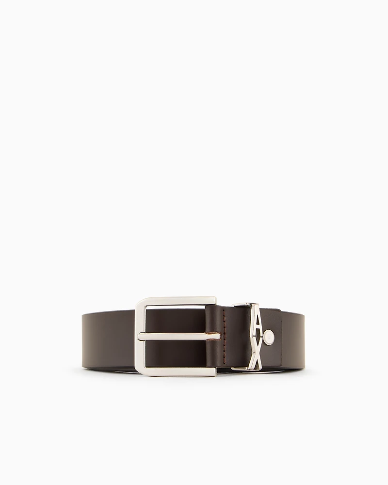 Genuine leather belt with logo detail