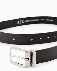 Genuine leather belt with steel details