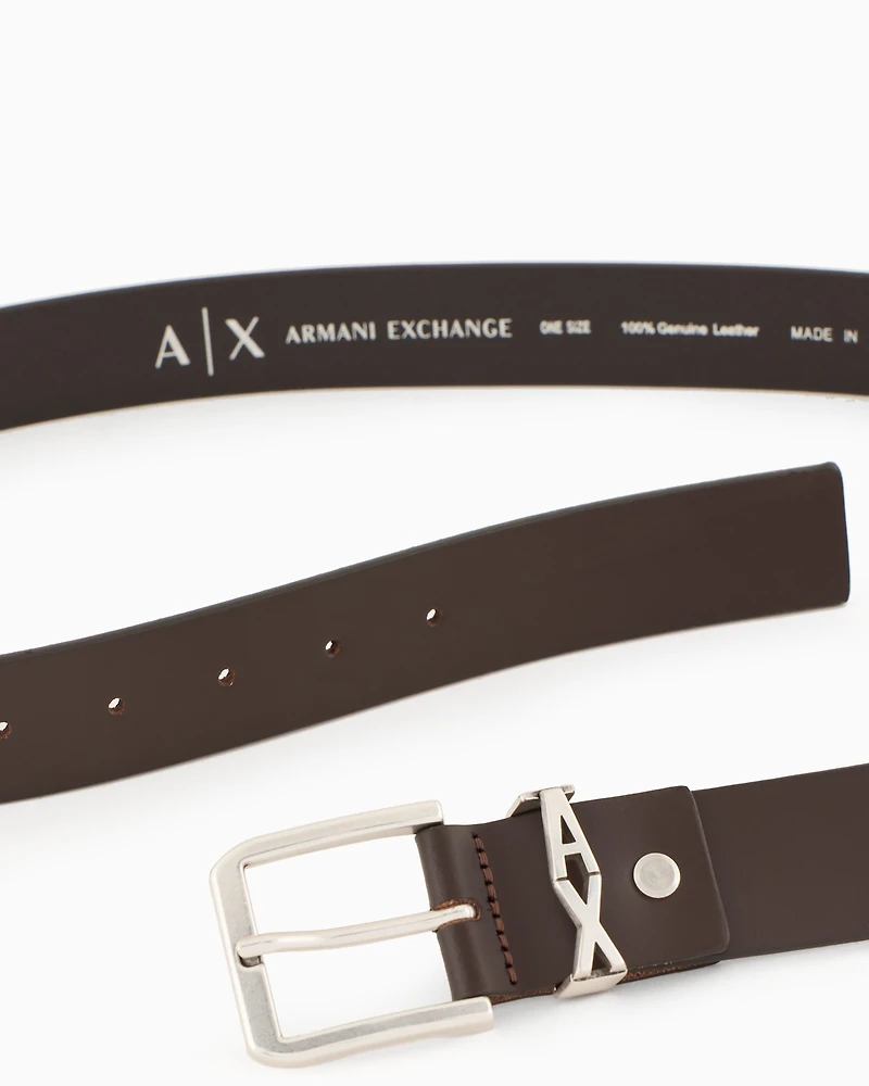 Genuine leather belt with logo detail