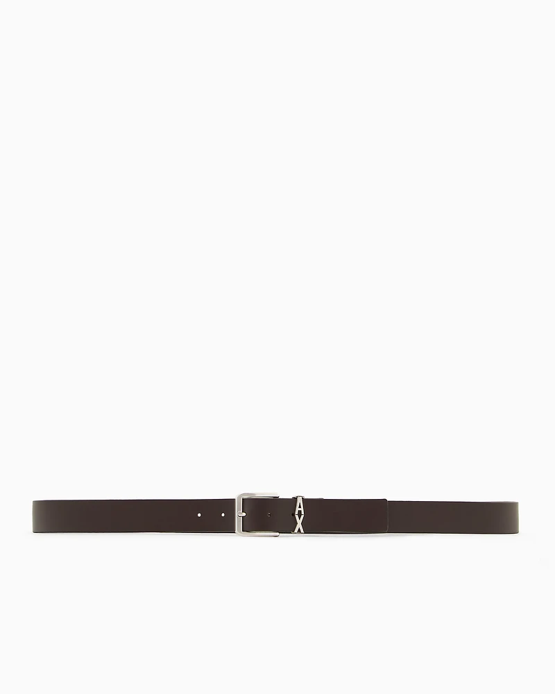 Genuine leather belt with logo detail