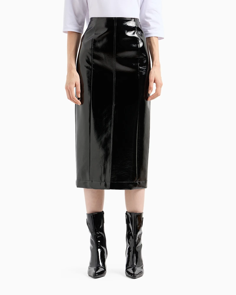 Patent leather pencil skirt