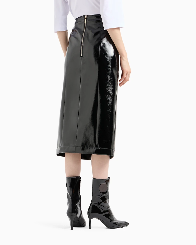 Patent leather pencil skirt