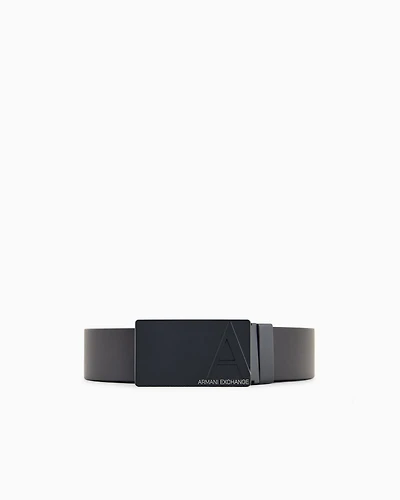 Leather belt with rectangular plate