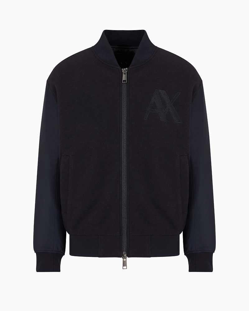 Cloth college jacket with contrasting sleeves