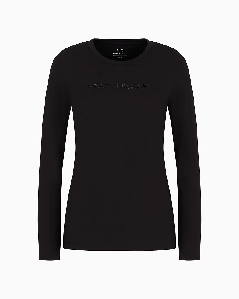 Regular fit long sleeve t-shirt with studded logo