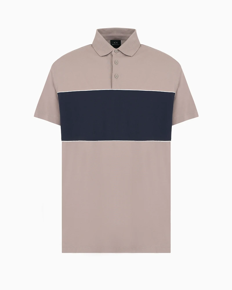 Regular fit polo with contrasting band cotton