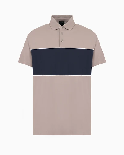 Regular fit polo with contrasting band cotton