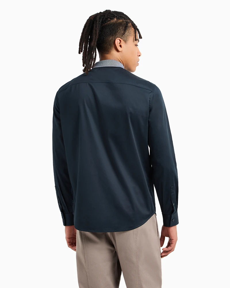 Regular fit shirt stretch cotton poplin