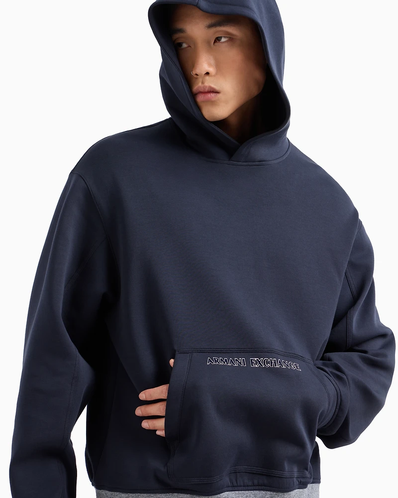 Stretch cotton hoodie with logo