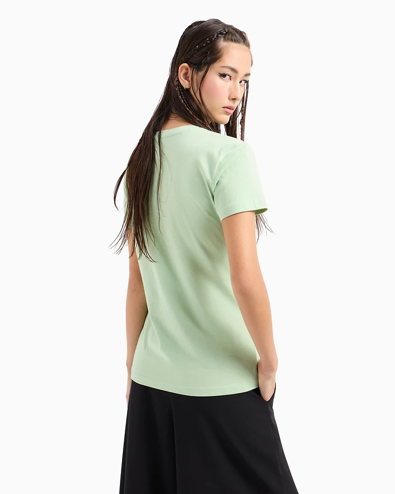 Slim fit jersey T-shirt with V-neck and small logo
