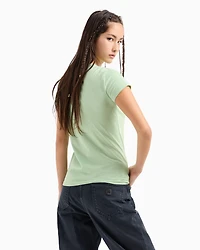 Slim fit pima cotton t-shirt with tone-on-tone logo
