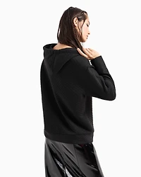 Quilted and lamé hoodie