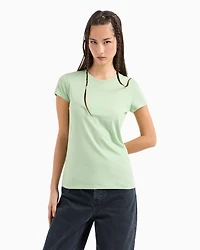 Slim fit pima cotton t-shirt with tone-on-tone logo