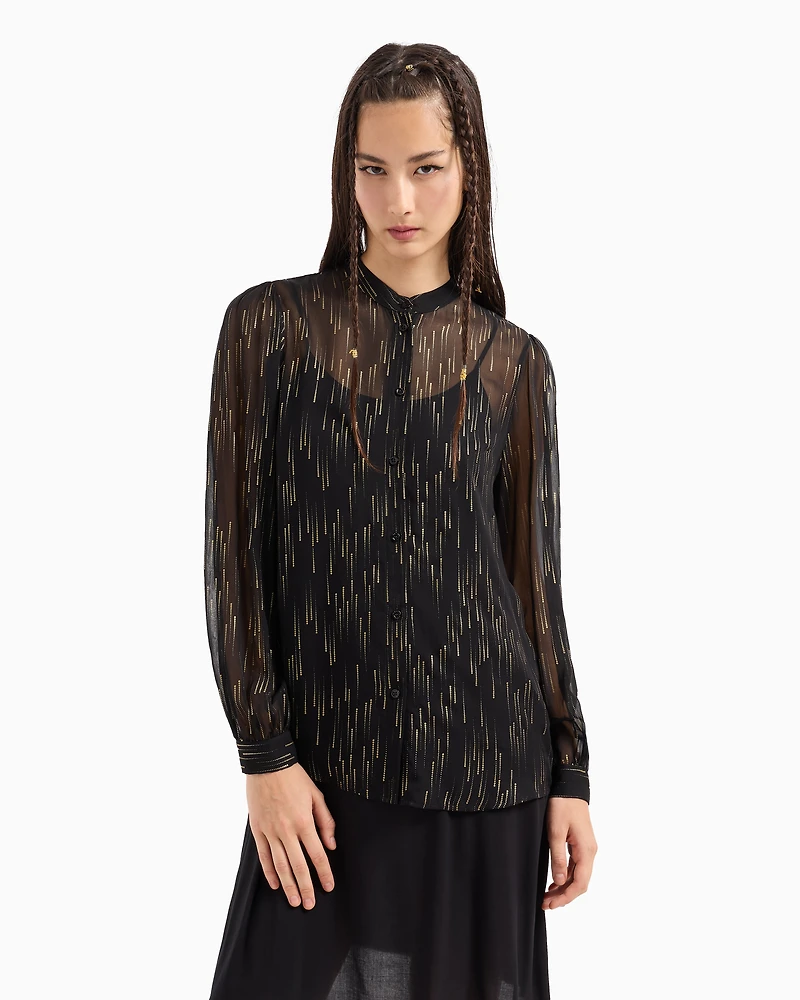 Oversized voile shirt with lurex details