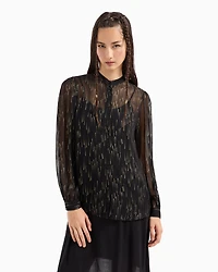 Oversized voile shirt with lurex details