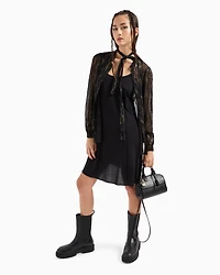 Oversized voile shirt with lurex details