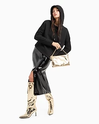 Quilted and lamé hoodie