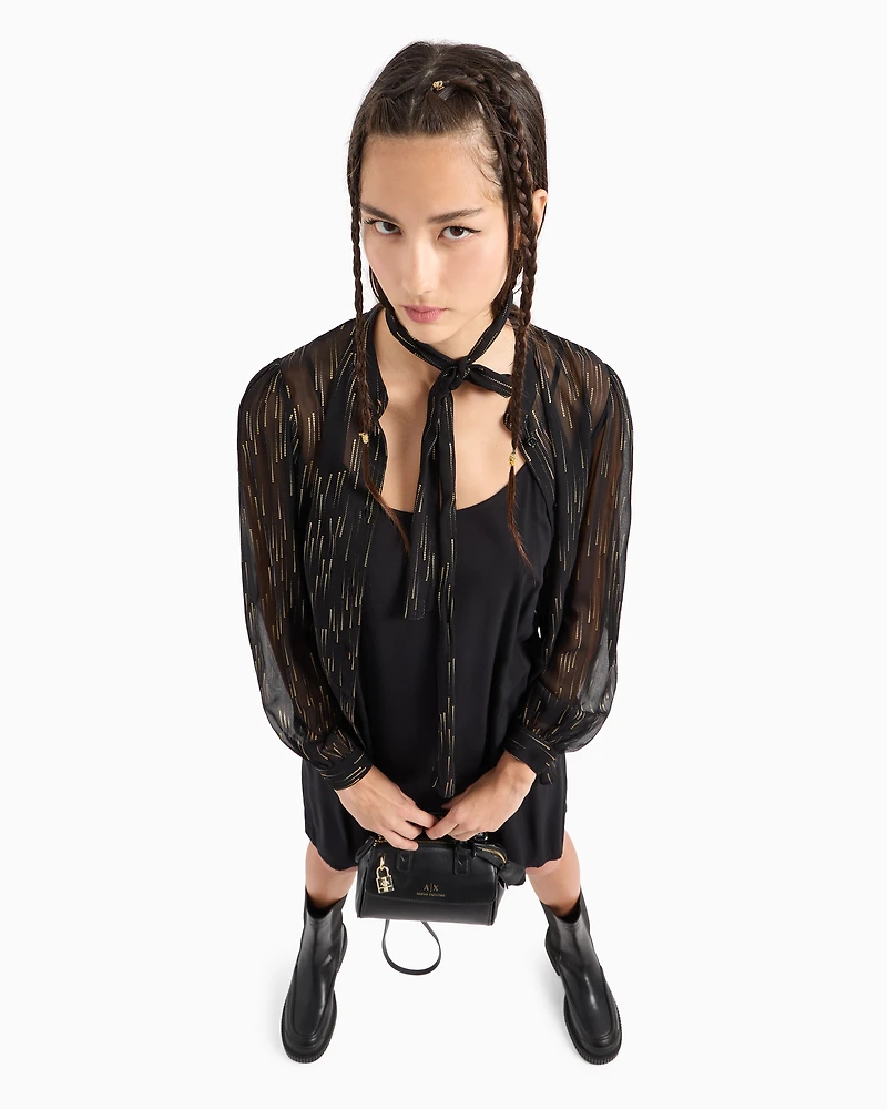 Oversized voile shirt with lurex details