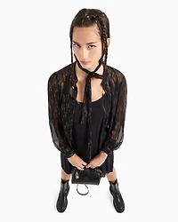Oversized voile shirt with lurex details