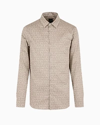 Regular fit patterned satin cotton shirt