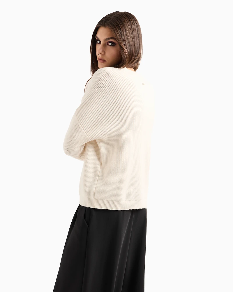 Ribbed sweater with perforated details