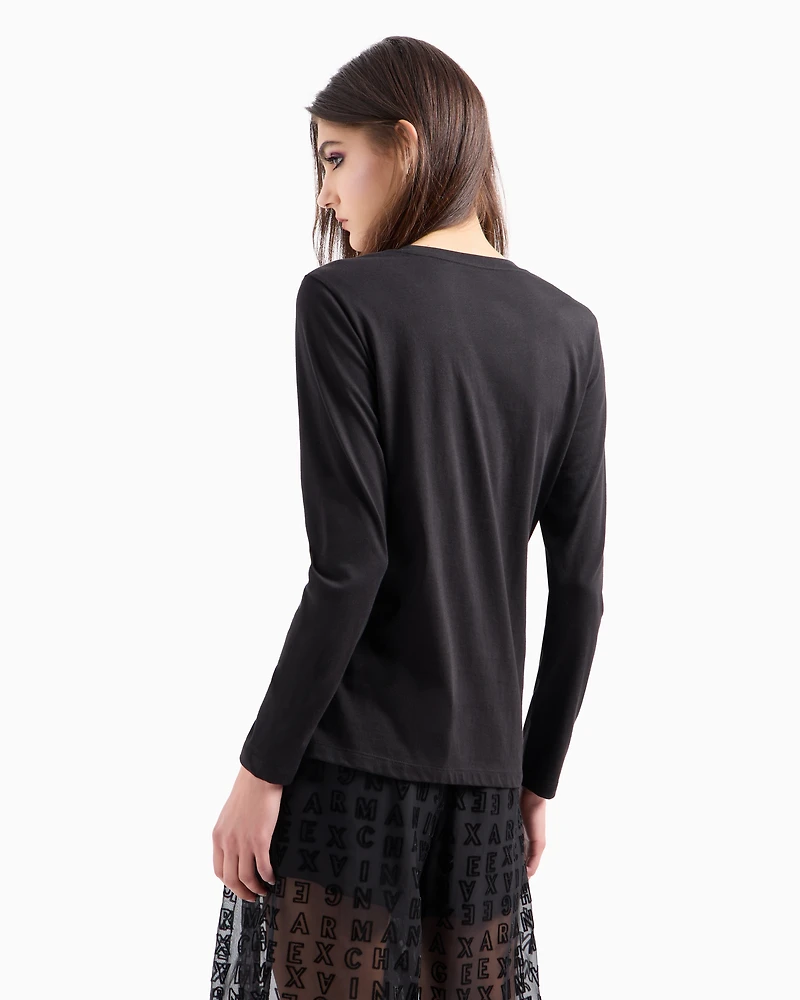 Regular fit long sleeve t-shirt with studded logo