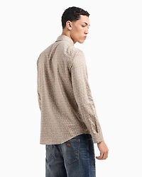 Regular fit patterned satin cotton shirt
