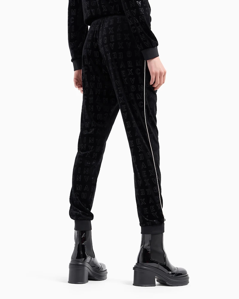 Allover logo velvet jogger pants