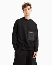 Crewneck sweatshirt with zip-up pocket