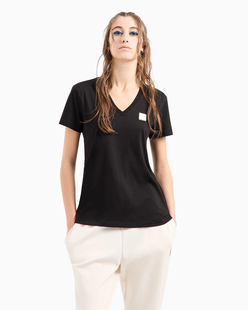 Regular fit V-neck T-shirt with logo