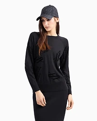 flocked monogram silk and cotton blend sweater