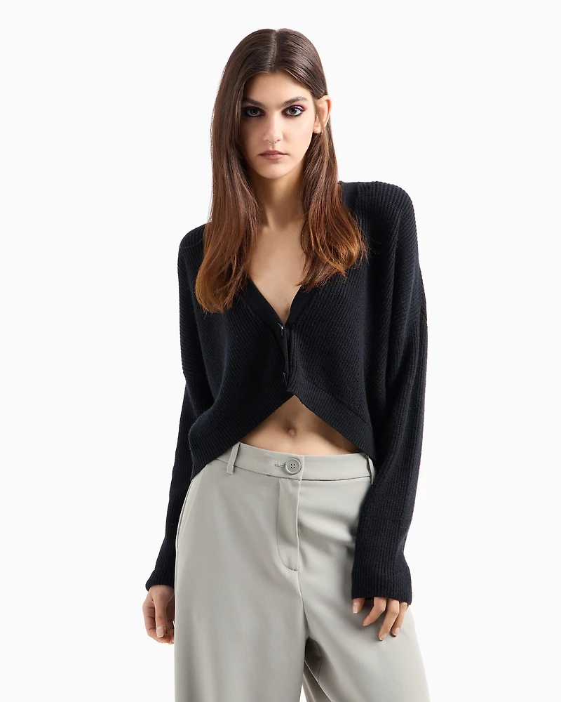 Ribbed V-Neck Cardigan