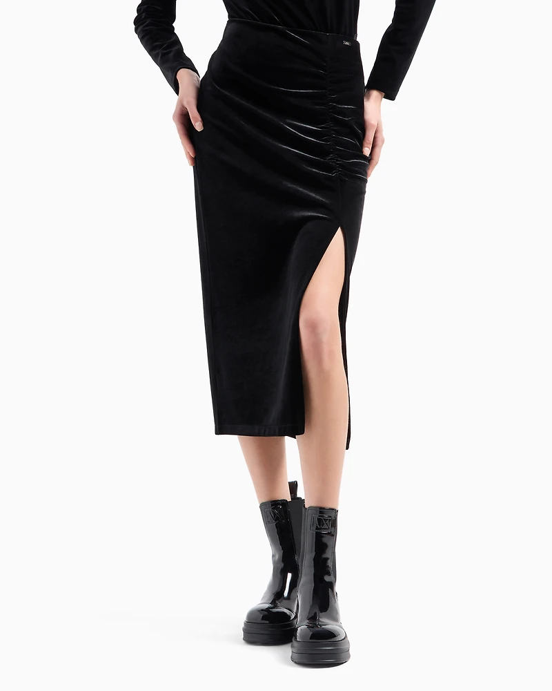 Velvet pencil skirt