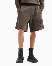 French terry cotton Bermuda shorts with contrasting pocket
