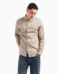 Regular fit patterned satin cotton shirt