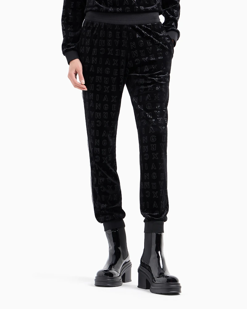 Allover logo velvet jogger pants