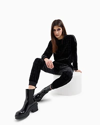 Velvet crewneck sweatshirt with allover logo