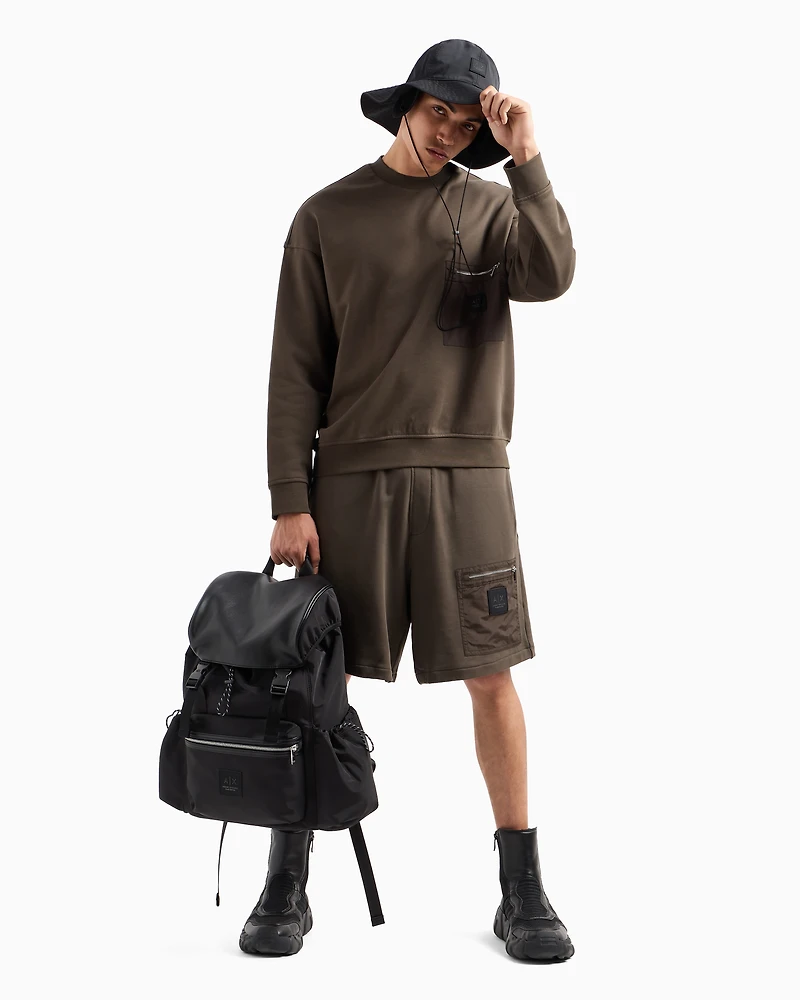 French terry cotton Bermuda shorts with contrasting pocket