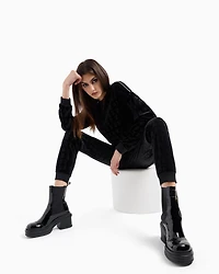 Allover logo velvet jogger pants