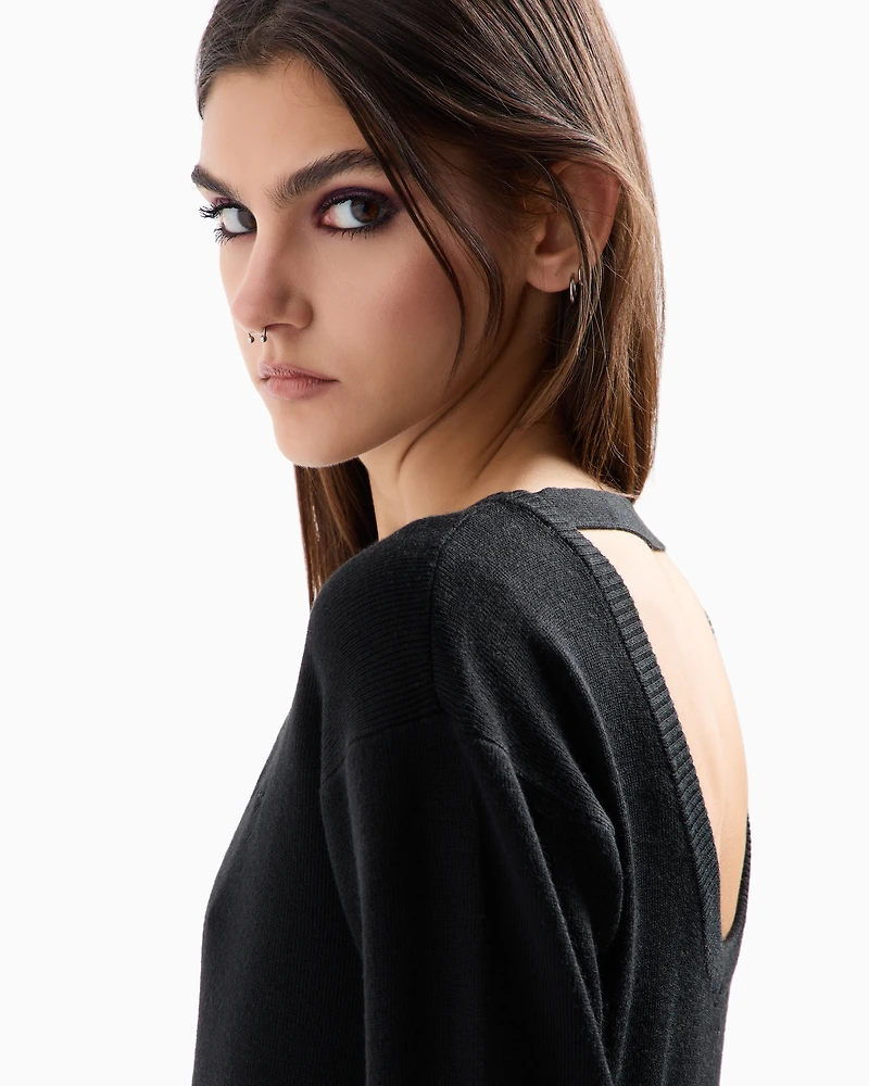 Midi dress knit with backless