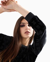 Velvet crewneck sweatshirt with allover logo