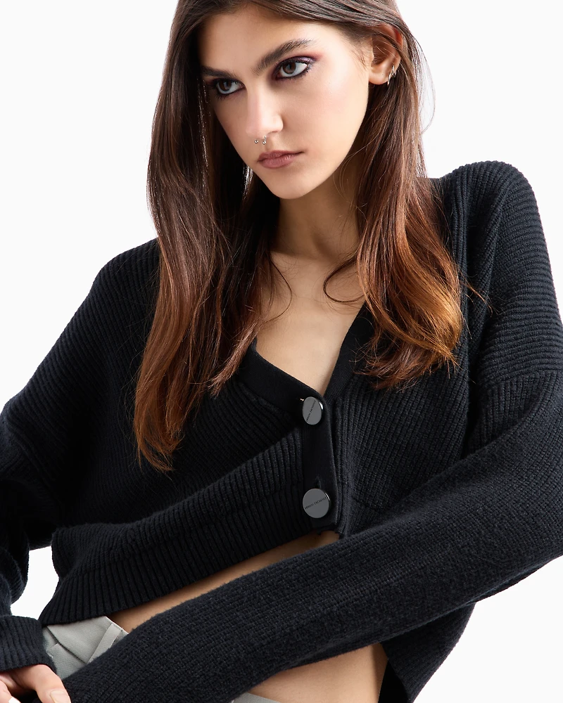 Ribbed V-Neck Cardigan
